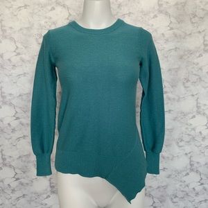 The Limited Teal Long Sleeve Asymmetrical Sweater